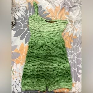 Green Crochet Romper